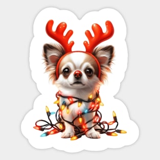 Christmas Red Nose Chihuahua Dog Sticker